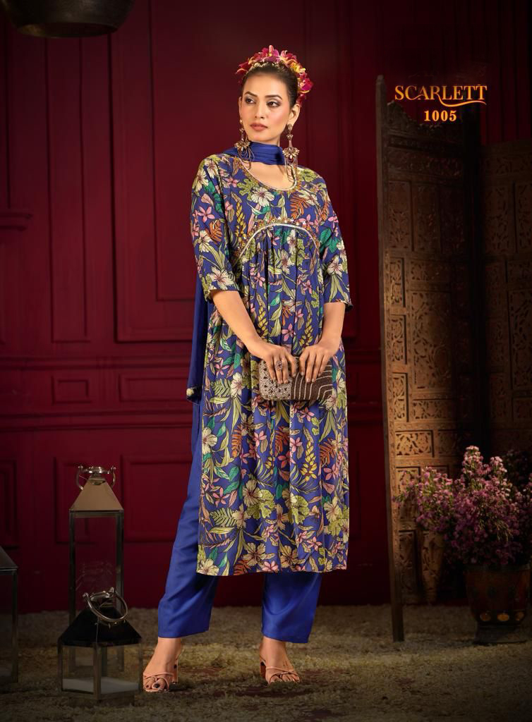 Women's Rayon Digital Print Stitched Kurti Pent With Dupatta