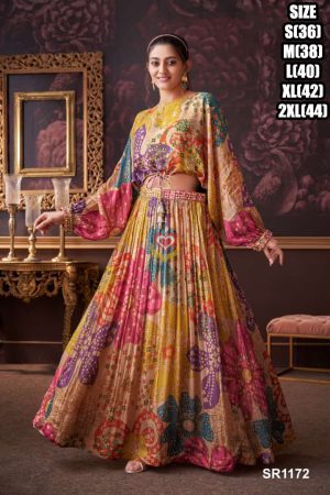 Women's Pure Chinon Readytowear Croptop Lehenga For Wedding