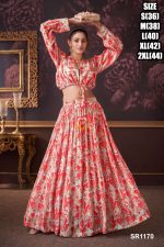 Women's Pure Chinon Readytowear Croptop Lehenga For Wedding