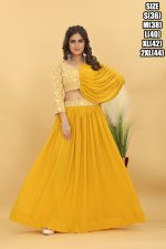 Women's Readymade Georgette Embroidery Work Draping Style Lehenga Choli | One Shoulder Drape Dress