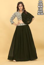 Women's Readymade Georgette Embroidery Work Draping Style Lehenga Choli | One Shoulder Drape Dress