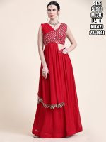 Ready To Wear Heavy Georgette Embroidered Work Lehenga Choli For Women | One Shoulder Dress Drape Drape Indo Western Dress Designer Drape Gowns