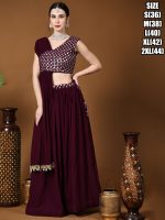 Ready To Wear Heavy Georgette Embroidered Work Lehenga Choli For Women | One Shoulder Dress Drape Drape Indo Western Dress Designer Drape Gowns