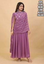 Women's Readymade Georgette Embroidered Work Indo Western Drape Dresses