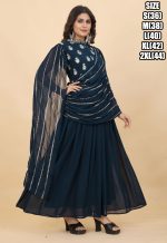 Women's Readymade Georgette Embroidered Work Indo Western Drape Dresses