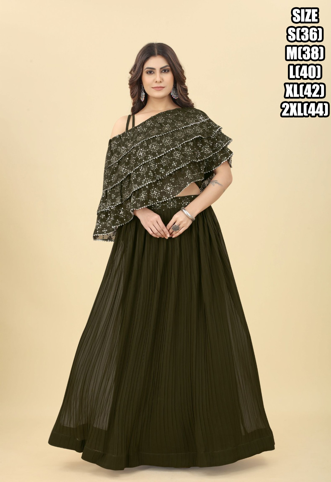 Women's Readymade Georgette Embrodeiry Work Drapped Dress