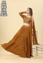 Women's Ready To Wear Heavy Georgette Embroidery One Shoulder Style Lehenga Choli Designs