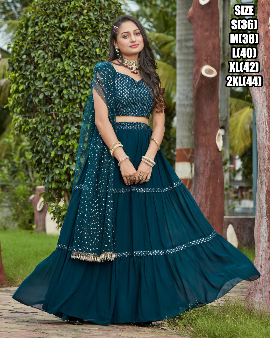 Multi Color Georgette Embroidered Work Lehenga Choli For Women