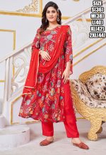 Women's Readymade Fabulous Pure Chinon Handwork Alia Cut Kurti Pant With Dupatta