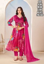 Women's Readymade Fabulous Pure Chinon Handwork Alia Cut Kurti Pant With Dupatta