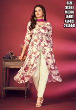 Women's Readymade Fabulous Pure Chinon Handwork Alia Cut Kurti Pant With Dupatta