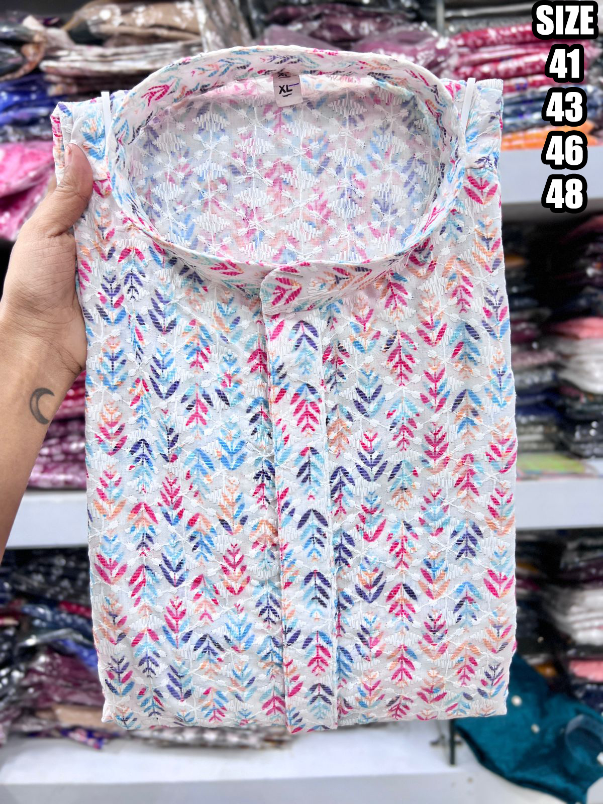 Explore the Artistry of Heavy Cotton Schiffli Chikan Work in Our Men's Kurta with Pajama Ensemble Tradition Meets Contemporary Style