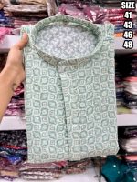 Explore the Artistry of Heavy Cotton Schiffli Chikan Work in Our Men's Kurta with Pajama Ensemble Tradition Meets Contemporary Style