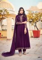 Ethnicrang Women's Silk Embroidery 3Pcs Anarkali Kurti Set