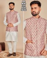 Ethnicrang Men's Soft Silk Stitched Kurta Pajama With Jacket