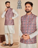 Ethnicrang Men's Soft Silk Stitched Kurta Pajama With Jacket