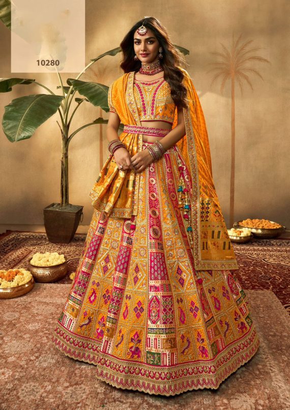 Banarasi Brilliance Unveil Exquisite Handwork And Embroidery In Our Banarasi Silk Lehenga Set With Nett Dupatta Semi Stitched Elegance Fit For Royalty