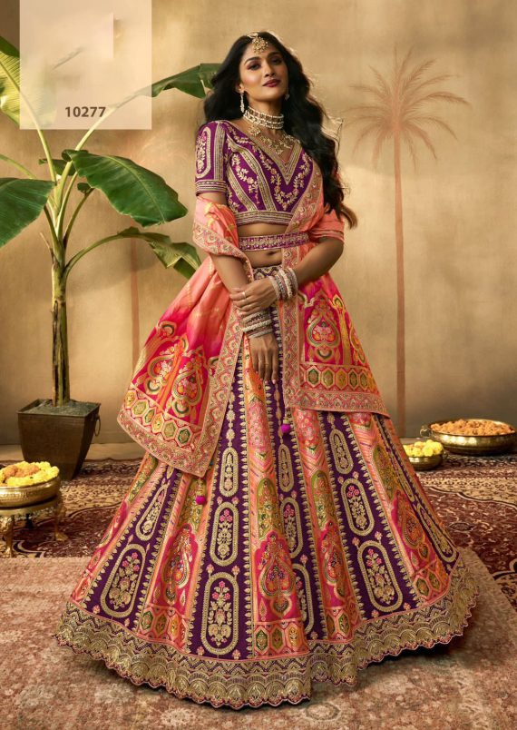 Banarasi Brilliance Unveil Exquisite Handwork And Embroidery In Our Banarasi Silk Lehenga Set With Nett Dupatta Semi Stitched Elegance Fit For Royalty