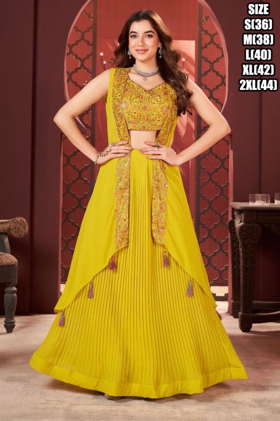 Glamour Our Stitched Designer Georgette Wedding Wear Shrug With Lehenga Choli Your Perfect Bridal Ensemble