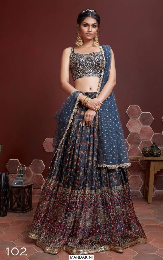 Partywear Semi-Stitched Lehenga Choli - A Captivating Blend of Opulence and Grace