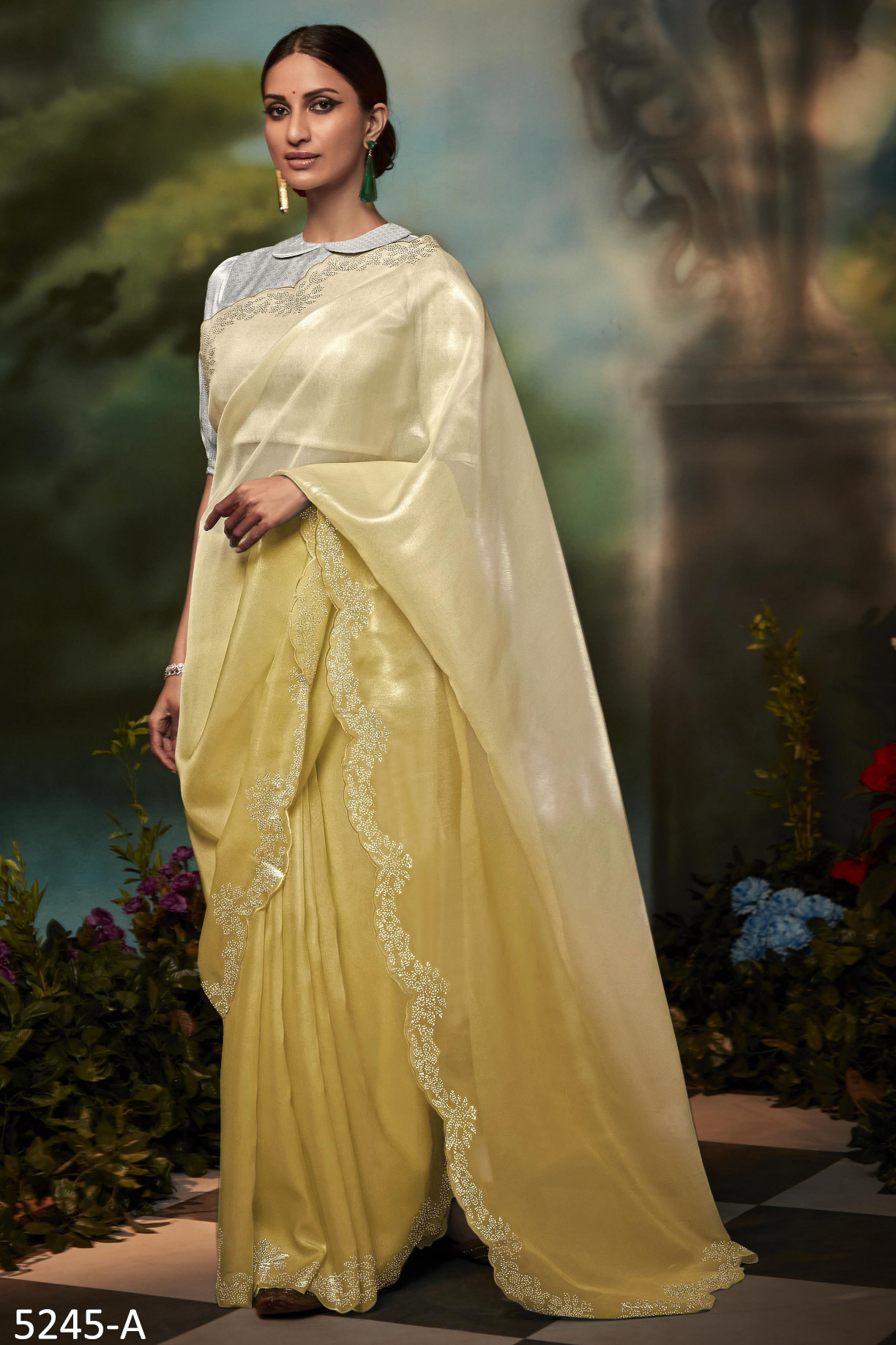Turn Heads with Exquisite Swarovski-Embellished Saree Sets for an Elegant and Stylish Look