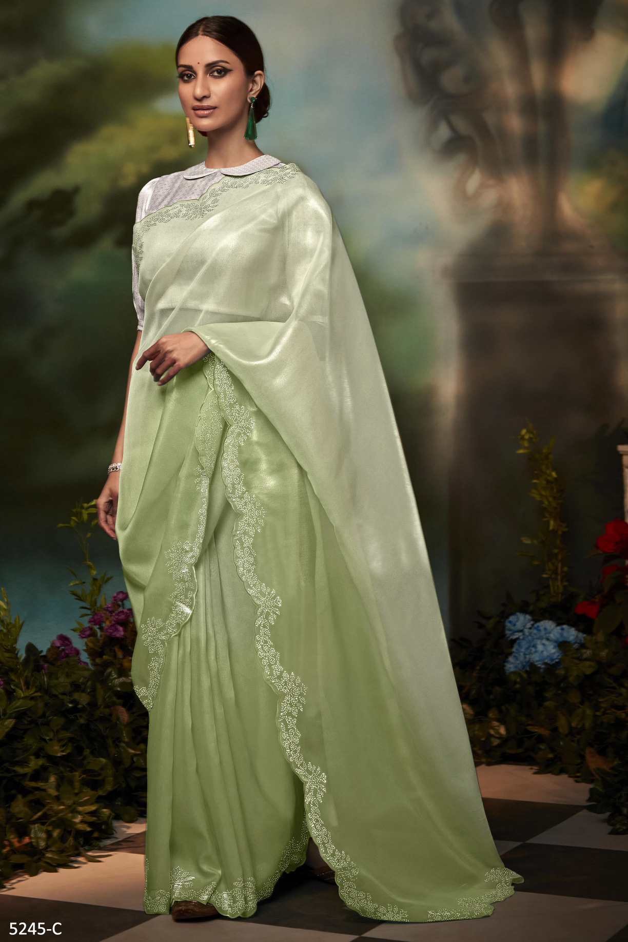 Turn Heads with Exquisite Swarovski-Embellished Saree Sets for an Elegant and Stylish Look