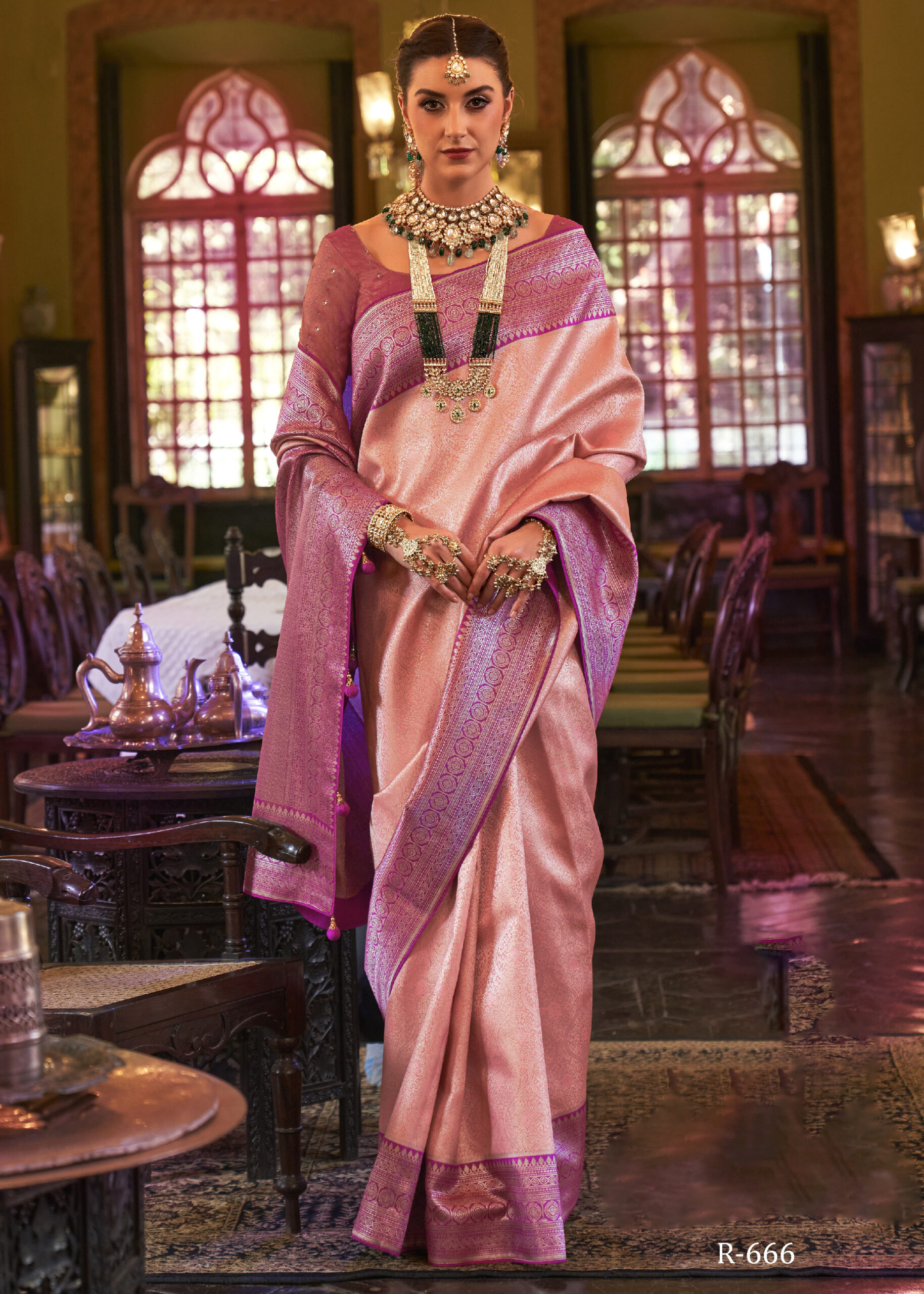 Designer Kanjivaram Silk Unstitched Saree With Blouse