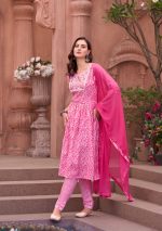 Khoobsurat Vol 2 Heavy Muslin Print Sequence With Embroidery Work Kurti With Pant And Nazmin Dupatta