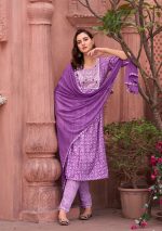 Khoobsurat Vol 2 Heavy Muslin Print Sequence With Embroidery Work Kurti With Pant And Nazmin Dupatta