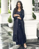 Party Wear Designer Faux Georgette Stitched Jacket With Blouse & Sharara