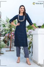 Ethnicrang Women's Silk Jacquard Straight Design Weaving Kurti