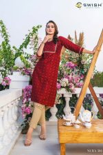 Ethnicrang Women's Silk Jacquard Straight Design Weaving Kurti