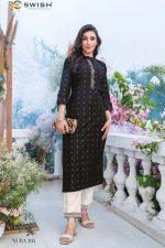 Ethnicrang Women's Silk Jacquard Straight Design Weaving Kurti