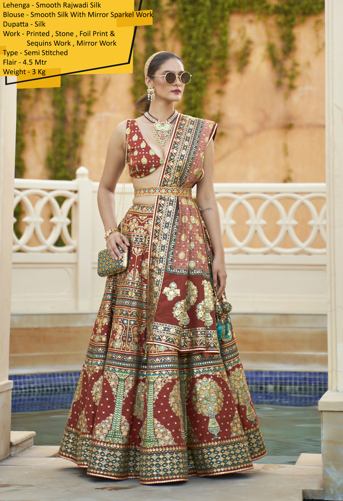 Modern Semi Stitched Lehenga Choli In Smooth Rajwadi Silk With Silk Dupatta Weaving & Embroidery Work Embrace Elegance And Make A Statement