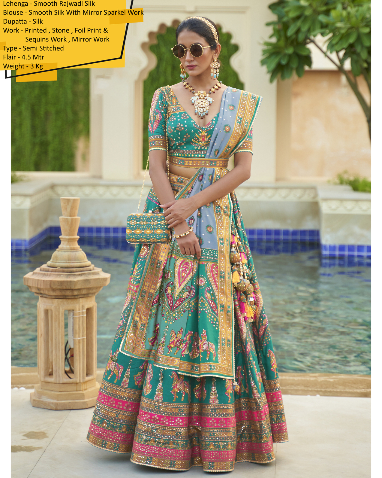 Modern Semi Stitched Lehenga Choli In Smooth Rajwadi Silk With Silk Dupatta Weaving & Embroidery Work Embrace Elegance And Make A Statement