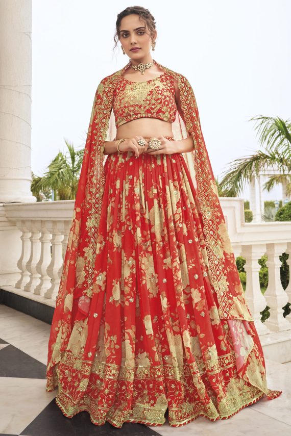 Designer Party Wear Georgette Semi Stitched Lehenga Choli With Sequence Work