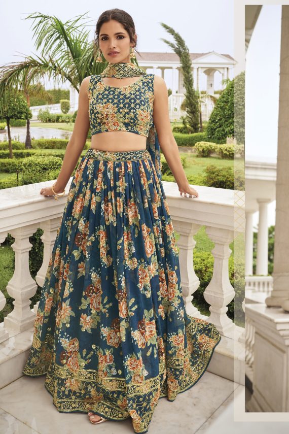 Designer Party Wear Georgette Semi Stitched Lehenga Choli With Sequence Work
