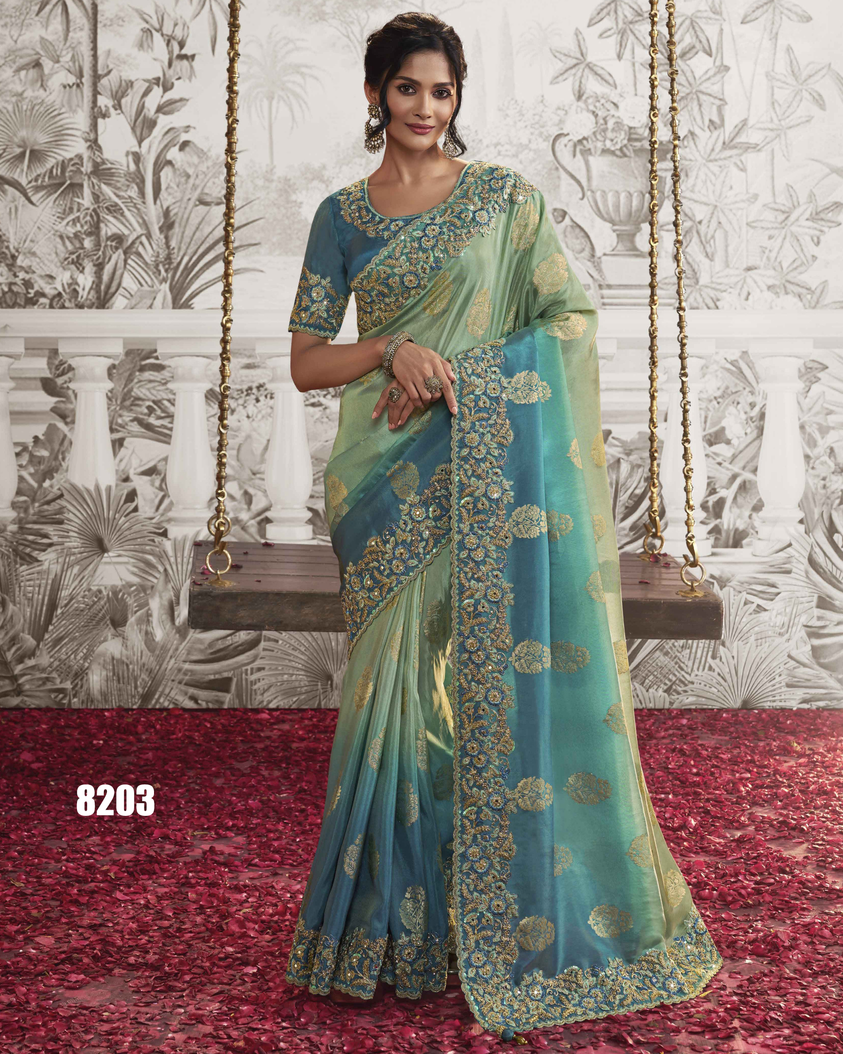 Women's Wedding Wear Fancy Embroidery Saree WIth Blouse