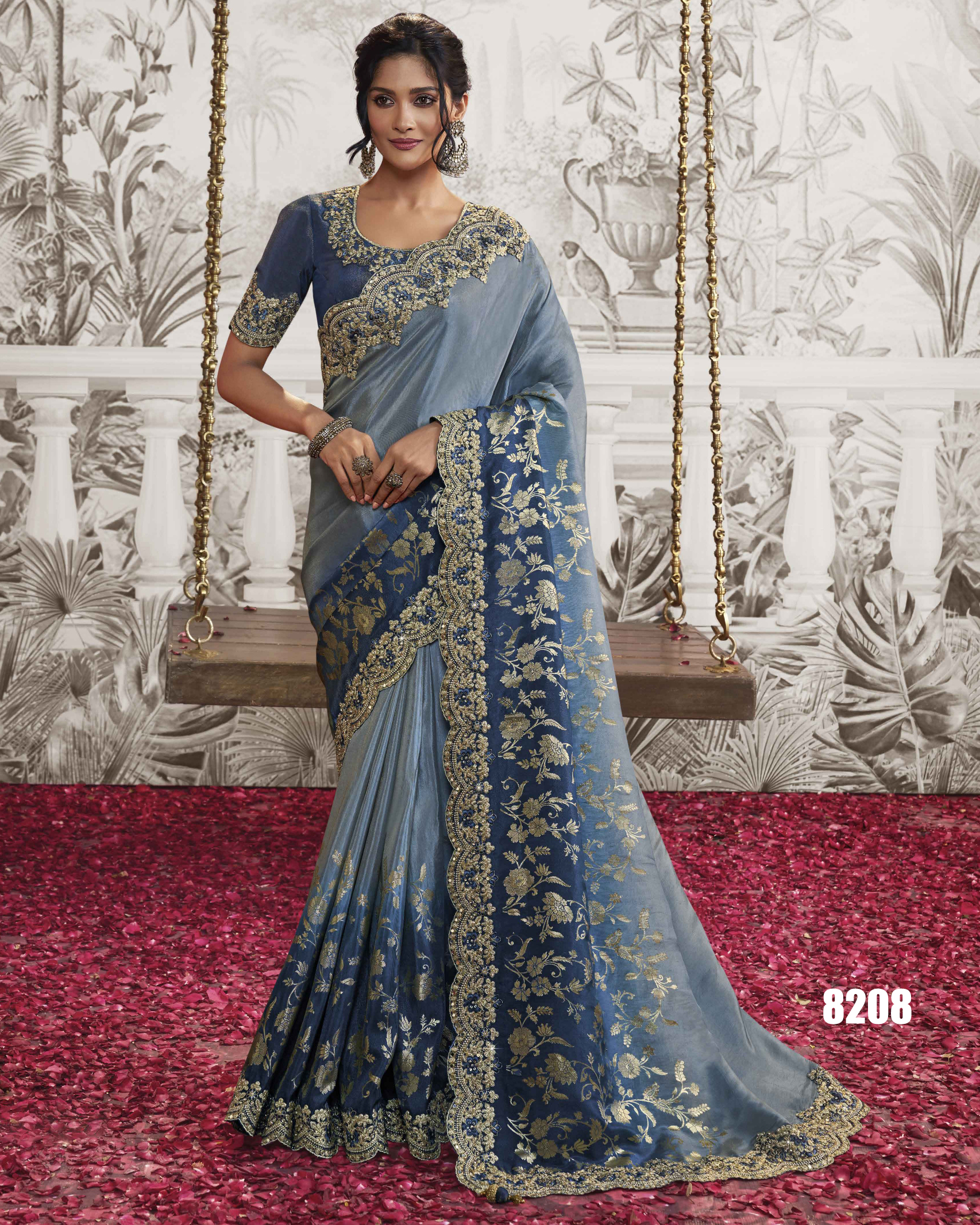 Women's Wedding Wear Fancy Embroidery Saree WIth Blouse