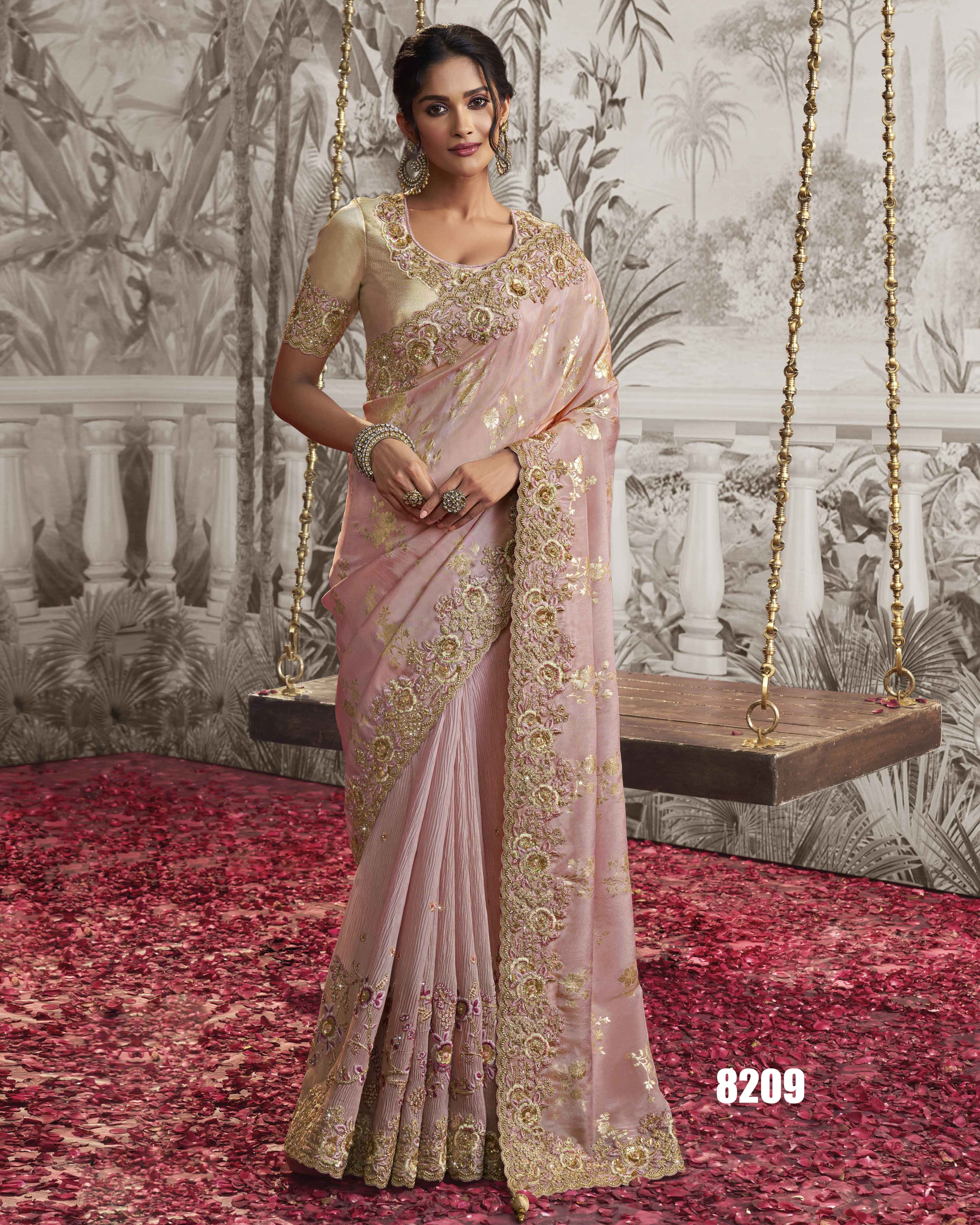 Women's Wedding Wear Fancy Embroidery Saree WIth Blouse