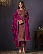Latest Party Wear Churidar Collections 2 Tone Catonic Embroidery Semi Stitched Salwar Suit