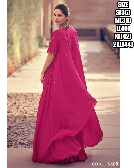 Chinon Elegance Embroidered Gown With Real Georgette Dupatta Ready-to-wear Perfection