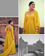 Chinon Elegance Embroidered Gown With Real Georgette Dupatta Ready-to-wear Perfection