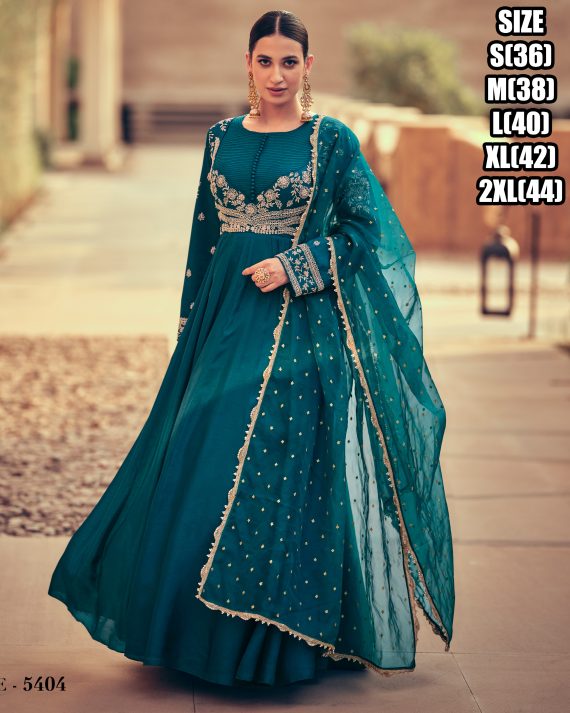 Chinon Elegance Embroidered Gown With Real Georgette Dupatta Ready-to-wear Perfection
