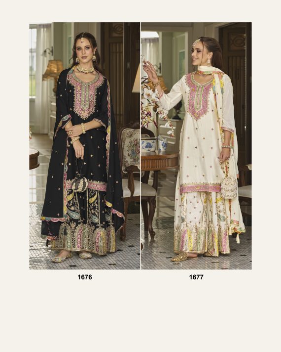 Get Ready to Turn Heads with the Heavy Chinon Embroidery Stitched Partywear Top Skirt with Dupatta