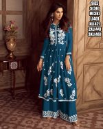 3-Piece Ensemble with Heavy Reyon Top and Bottom Complete with a Four-Sided Less Nazmin Dupatta.