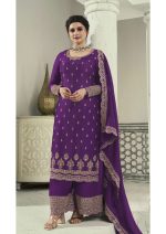 Elegant Semi Stitched Silk Georgette Embroidery Salwar Dupatta & PLazzo Perfect For Eid Collection 2024