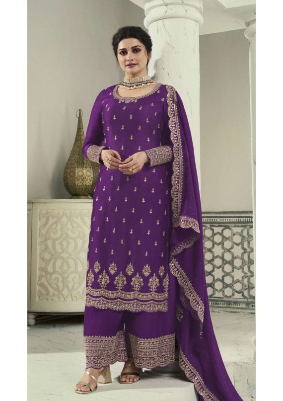 Elegant Semi Stitched Silk Georgette Embroidery Salwar Dupatta & PLazzo Perfect For Eid Collection 2024