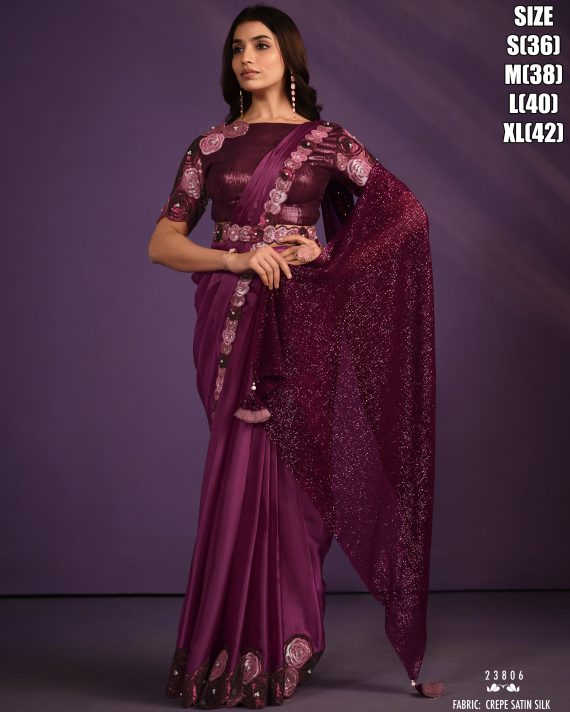 Exotica Catalogue Embroidery Designer Wedding Style Ready To Wear Sarees (1 Minute Sarees)