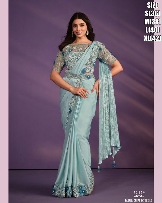 Exotica Catalogue Embroidery Designer Wedding Style Ready To Wear Sarees (1 Minute Sarees)